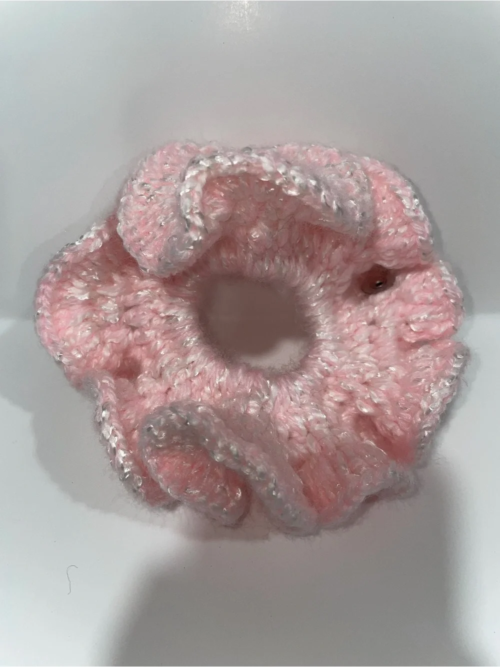 Handmade By Maria (Me) Soft Baby Pink Ruffle Crochet Hair Scrunchie